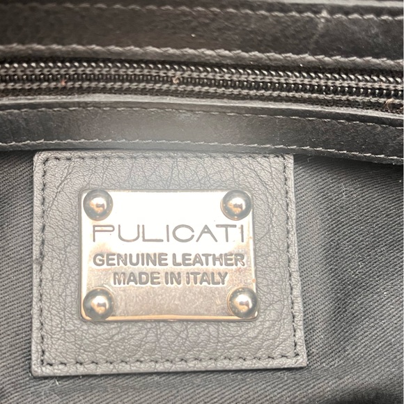 SOLD Pulicati Black Leather Bag pony hair cow print, tassel - Picture 8 of 10